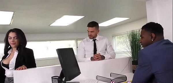  Babe cuckolds in office for cum from bbc